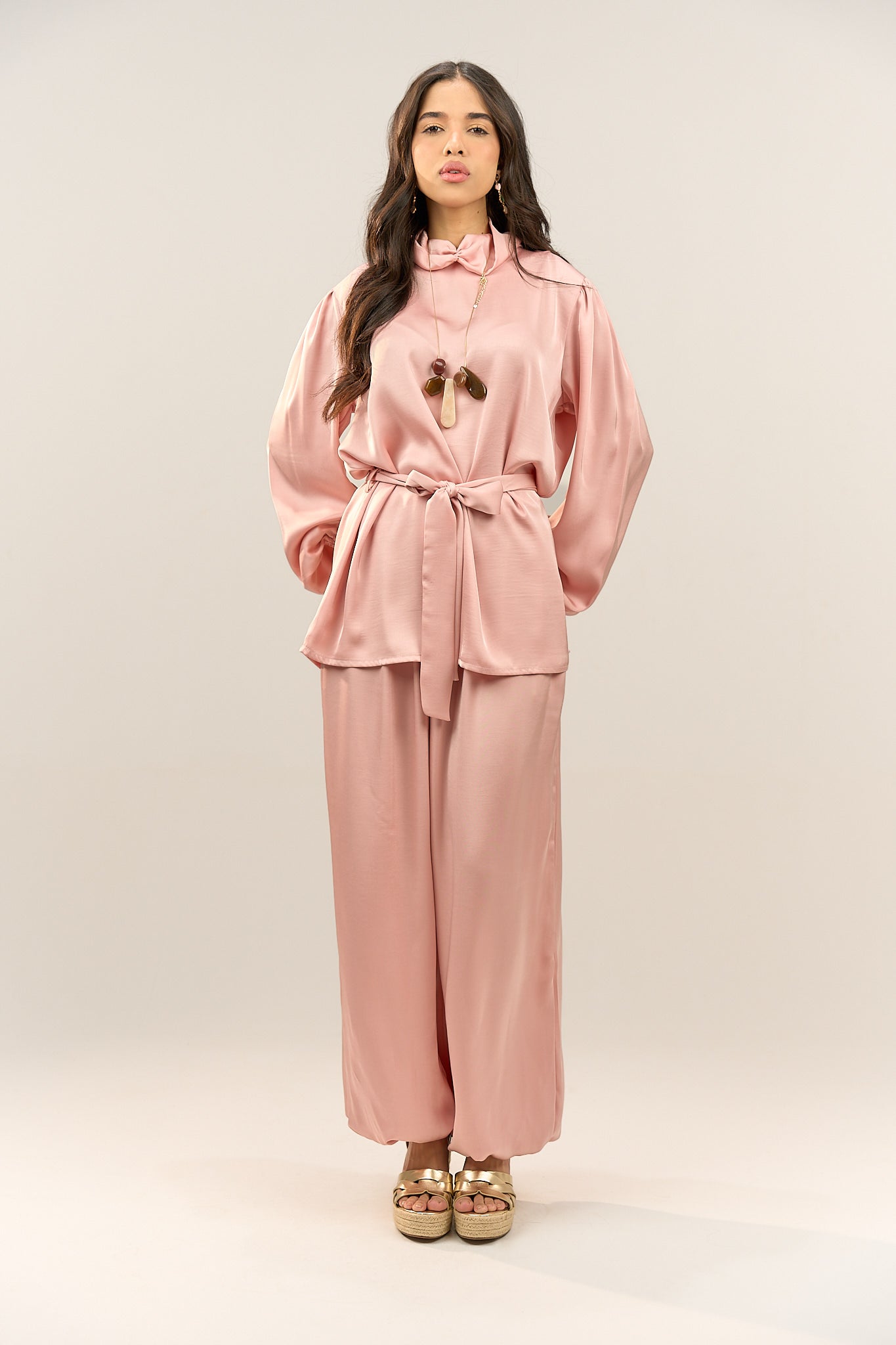 Silky Tie-Waist Set