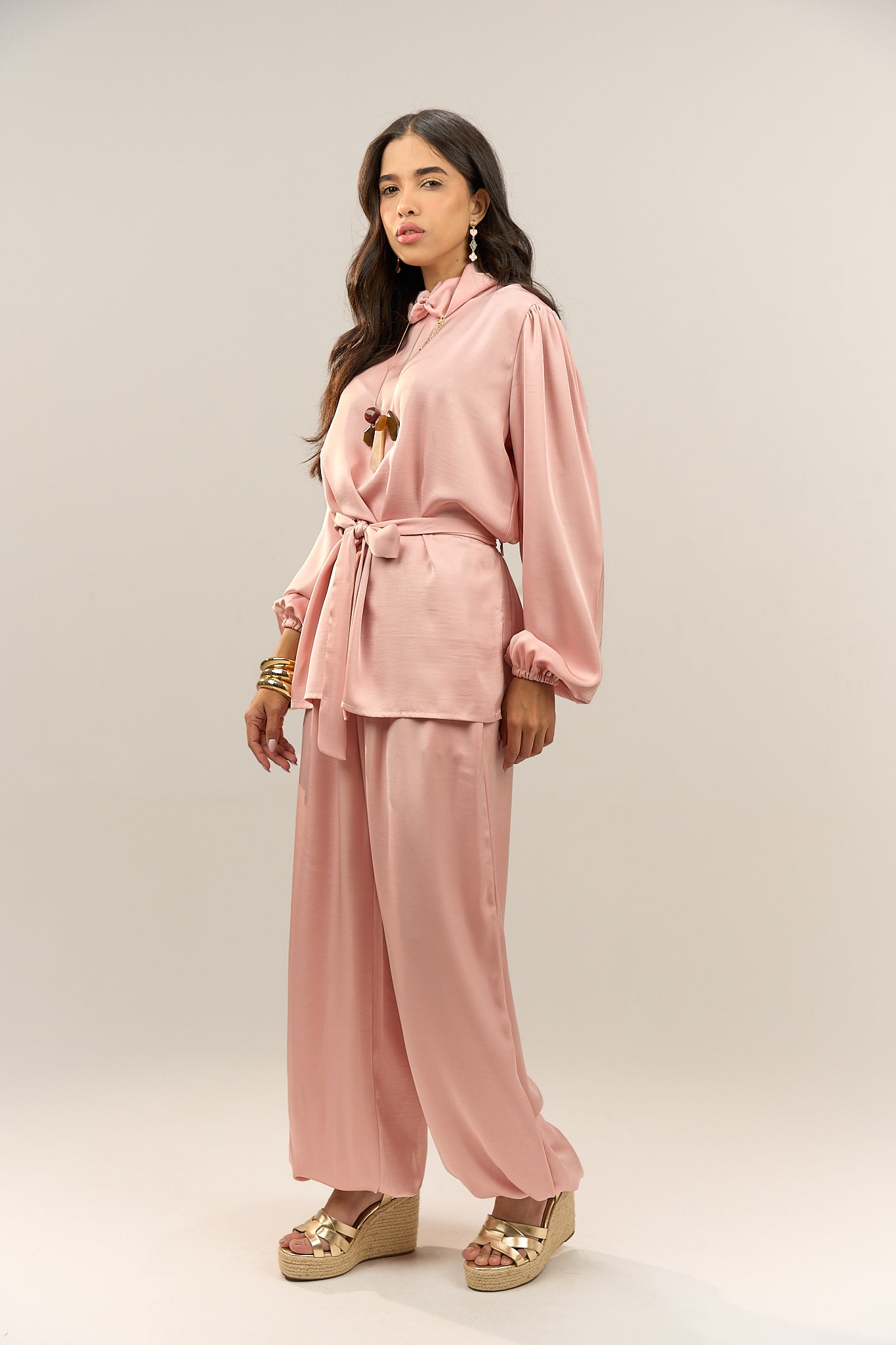 Silky Tie-Waist Set