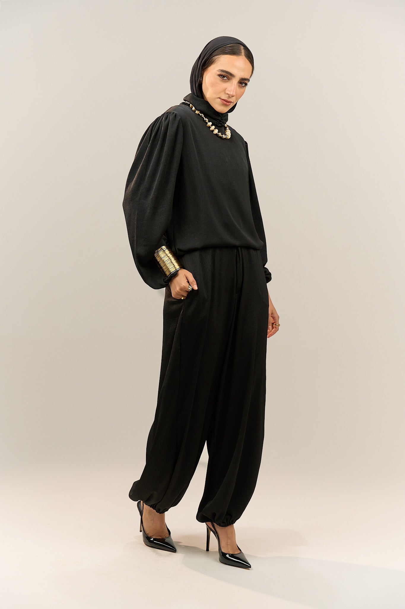 High-Neck Silky Set