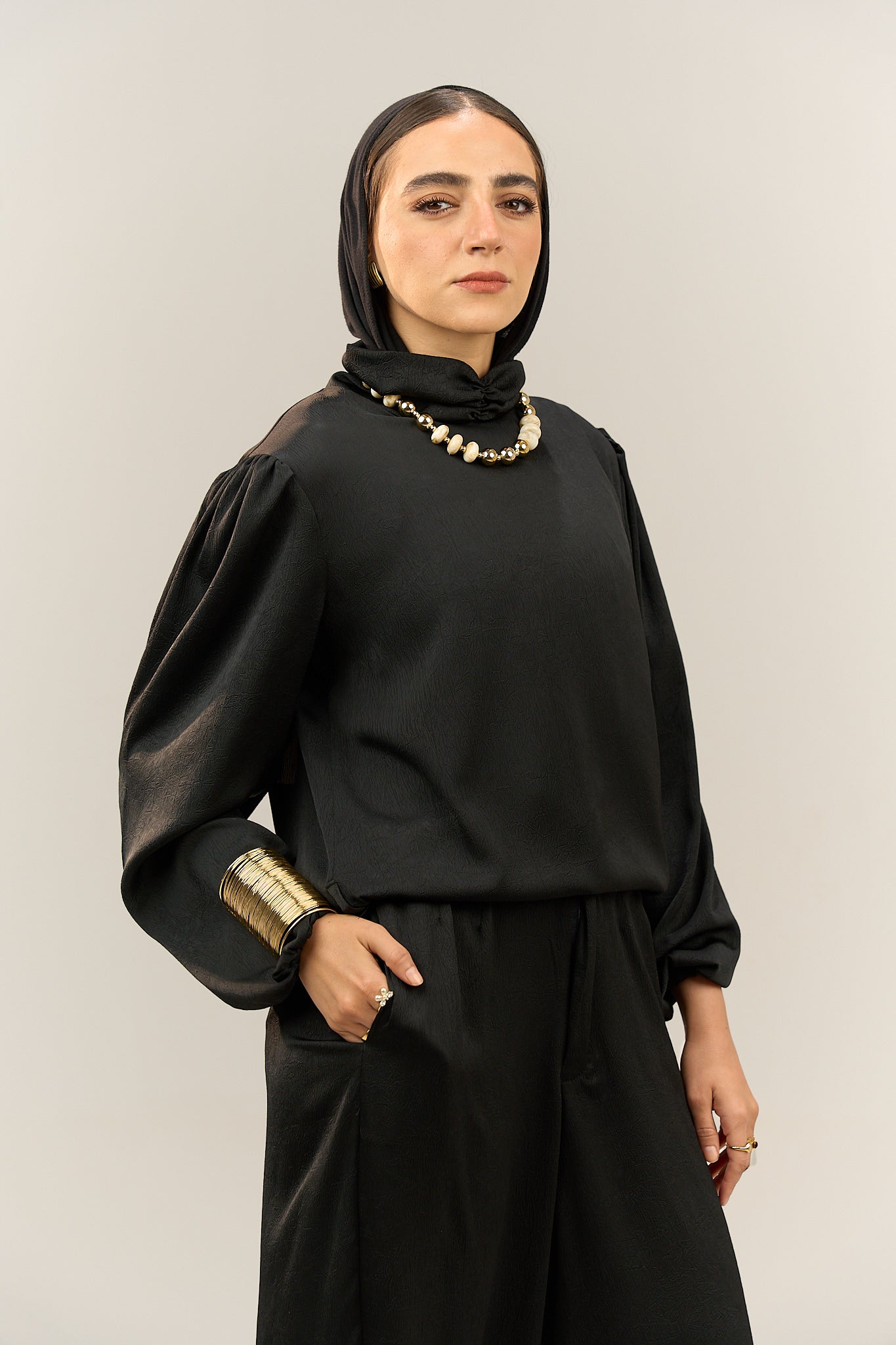 High-Neck Silky Set