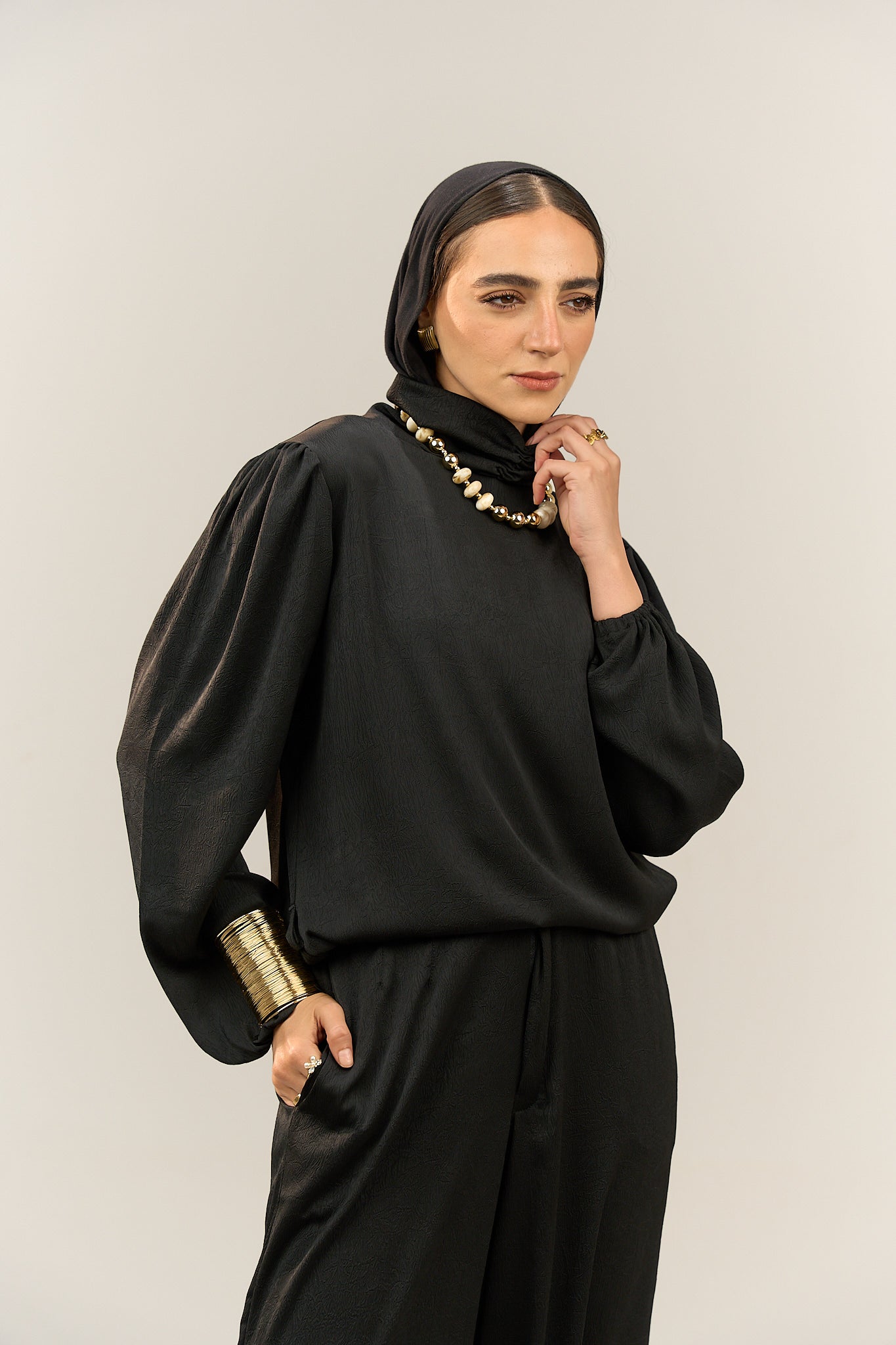 High-Neck Silky Set