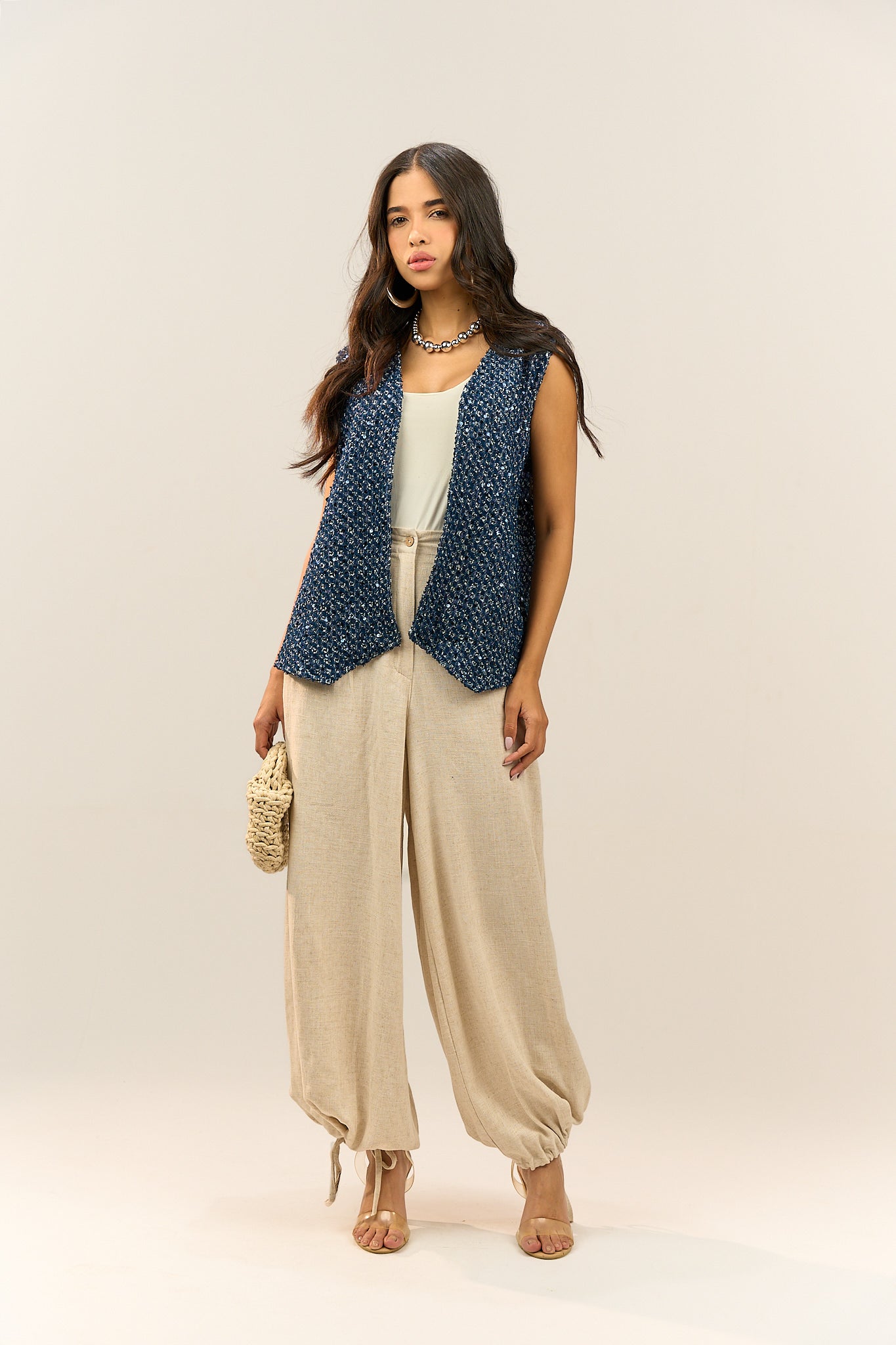 Navy Blue Textured Vest