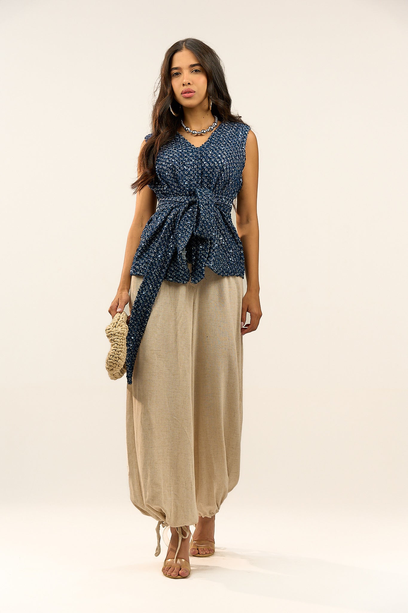 Navy Blue Textured Vest