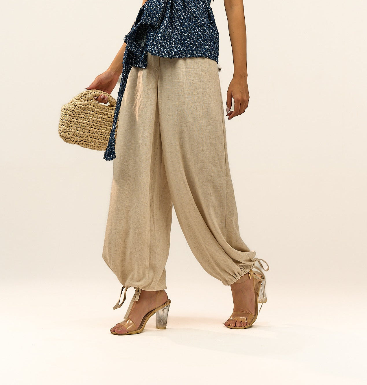 Gathered Ankle Linen Pant