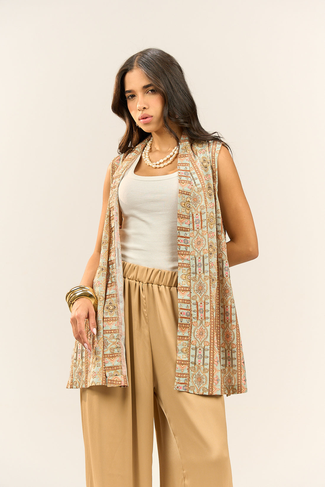 Beige Boho Vest