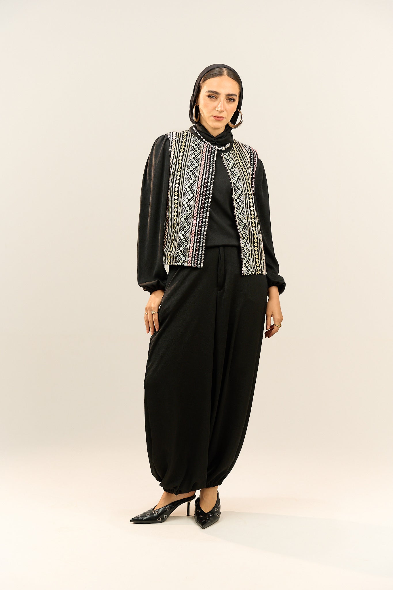 Black Embroidered Vest