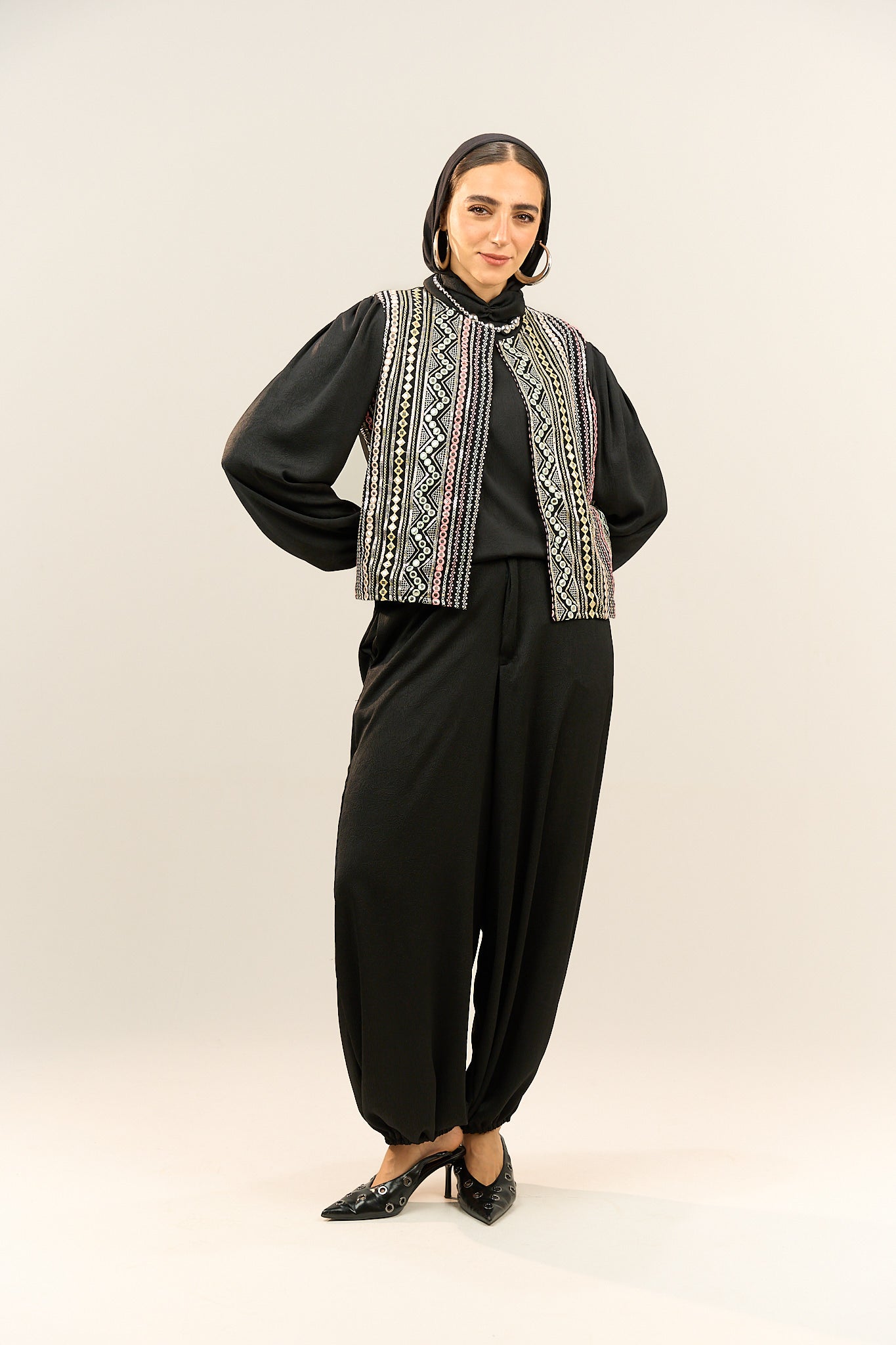 Black Embroidered Vest