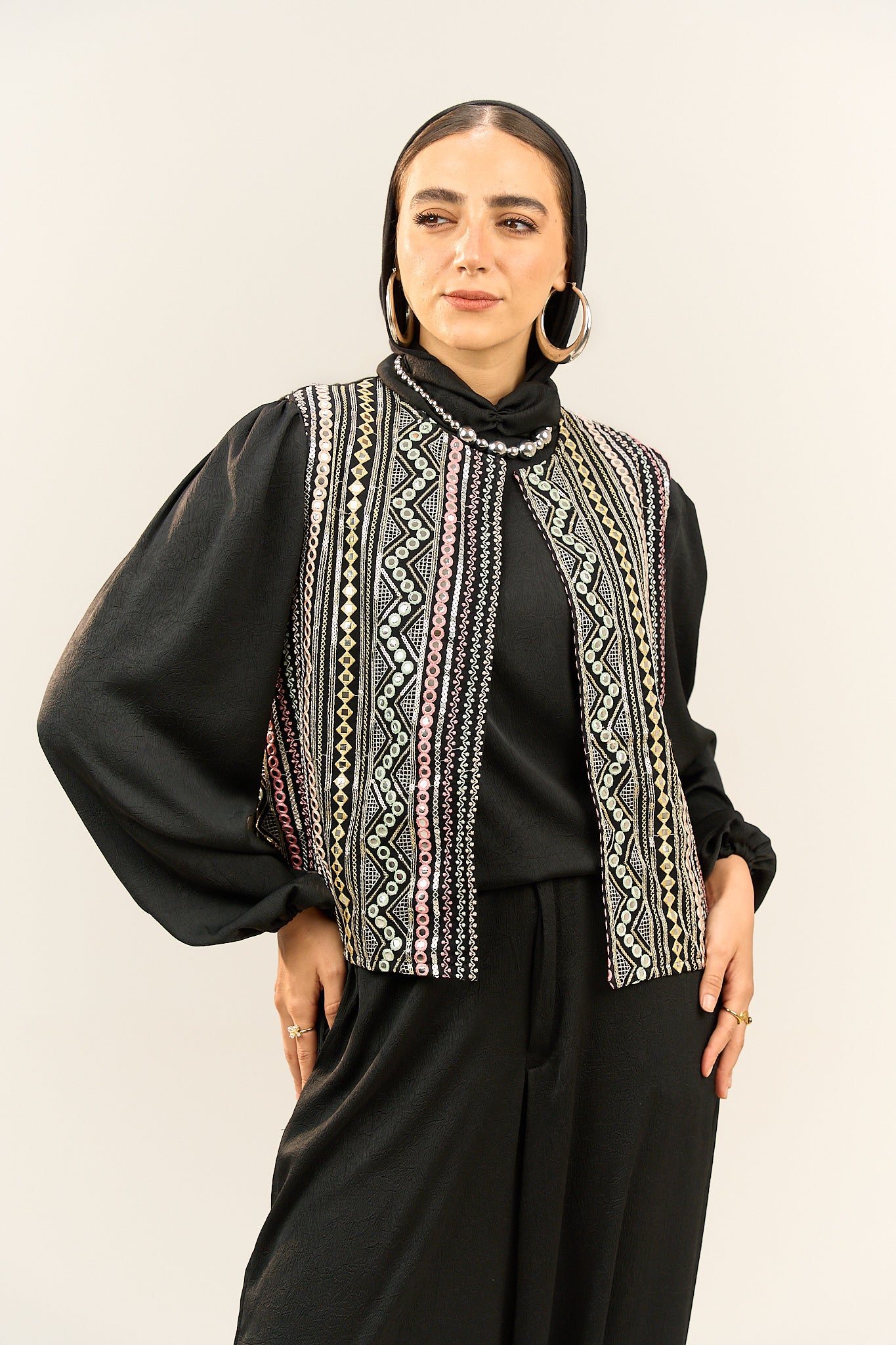 Black Embroidered Vest
