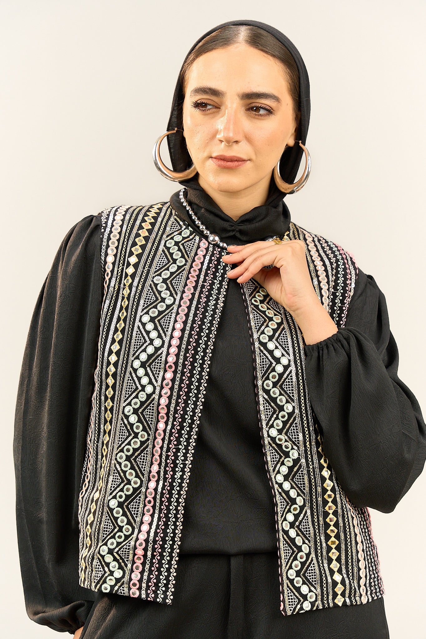 Black Embroidered Vest