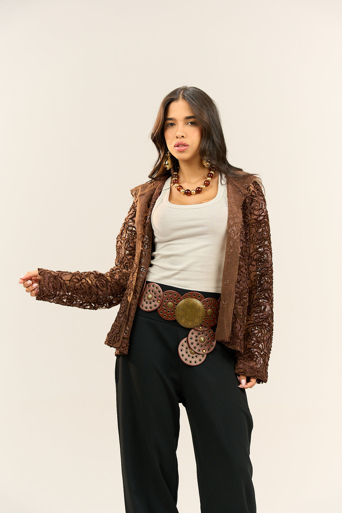 Brown Lace Light Jacket