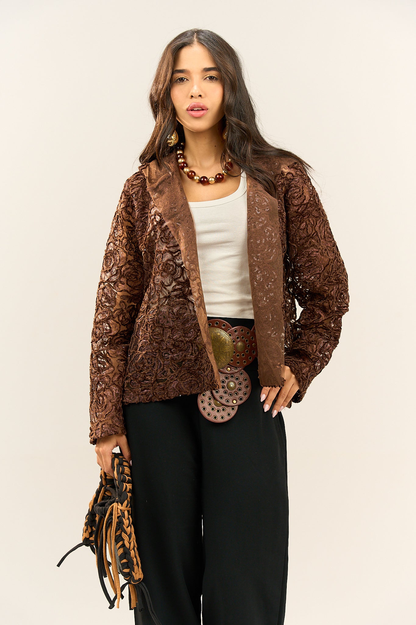 Brown Lace Light Jacket