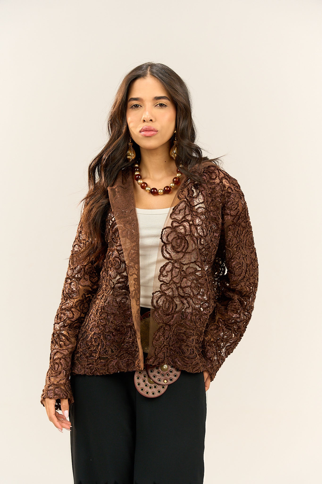 Brown Lace Light Jacket