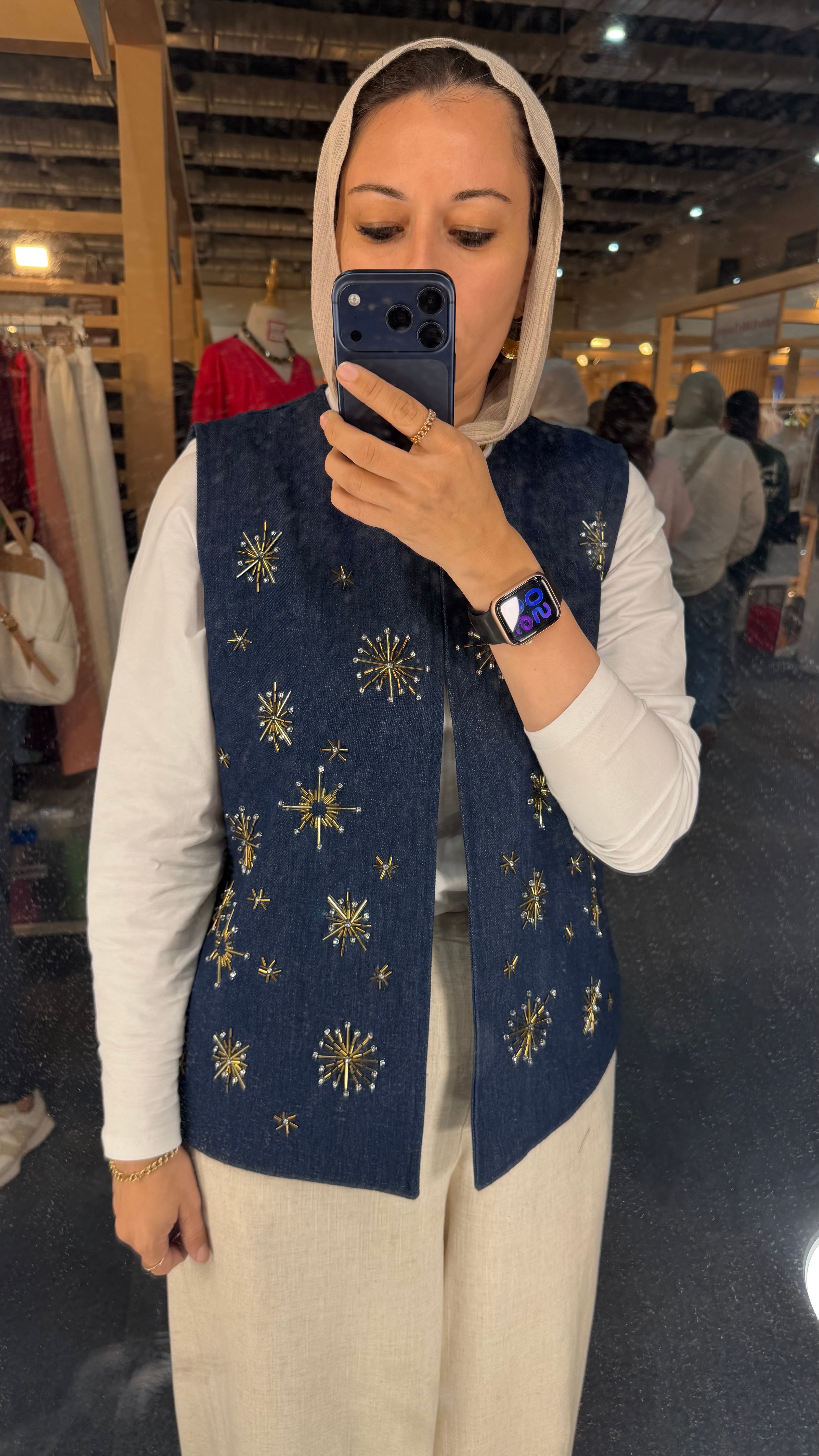 Jeans Vest with embrodiry