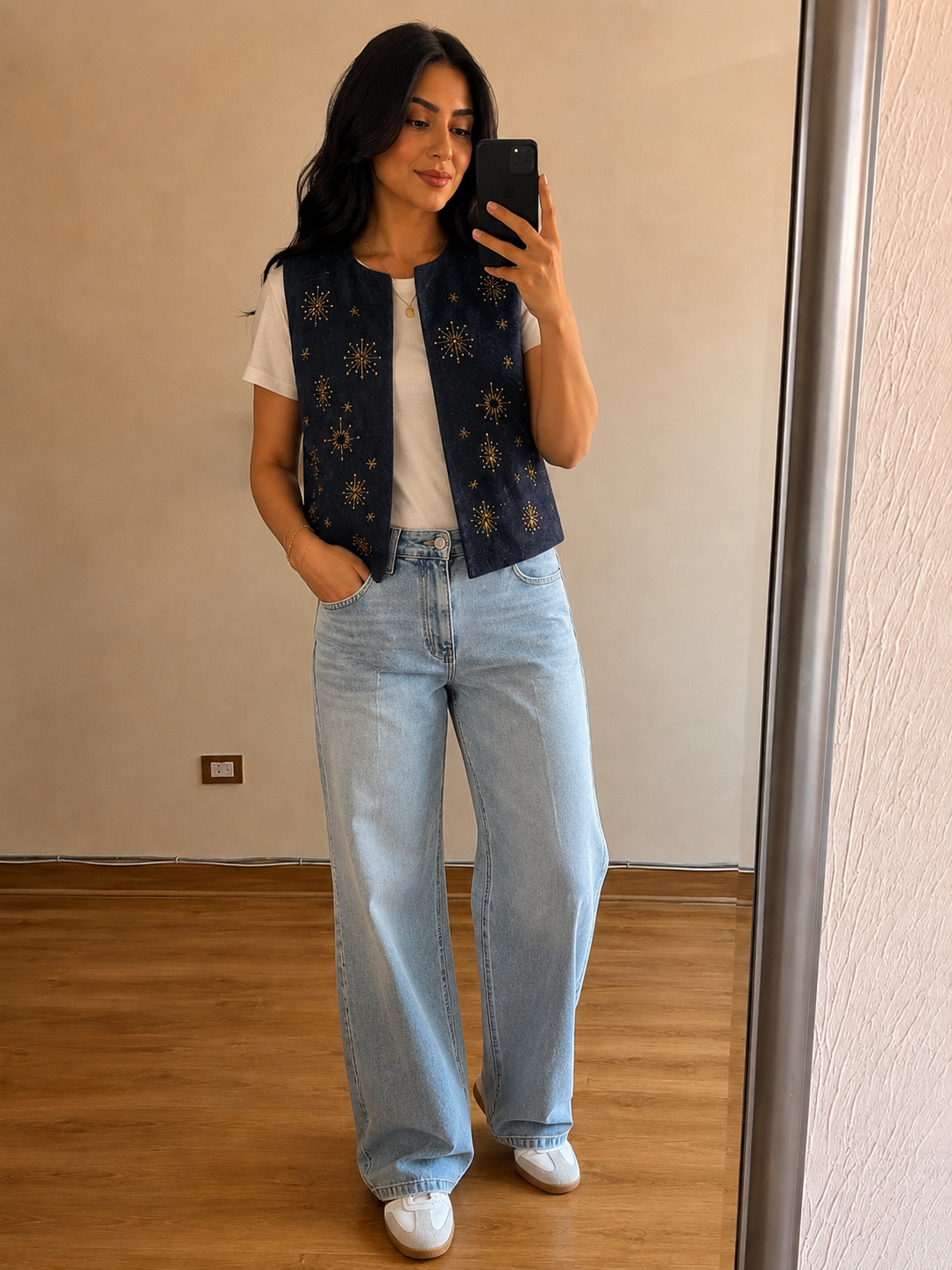 Jeans Vest with embrodiry